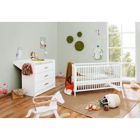 Rootz Starter Set Viktoria - Cot Bed - Nursery Set - Solid Pine Wood - Converts to Junior Bed - Cot: 144cm x 76cm x 83cm, Unit: 100cm x 75cm x 90cm