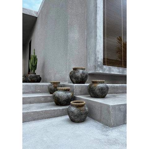 Rootz Styly Vase - Antique Vase - Terracotta Vase - Coastal Decor - 22cm x 22cm x 19cm