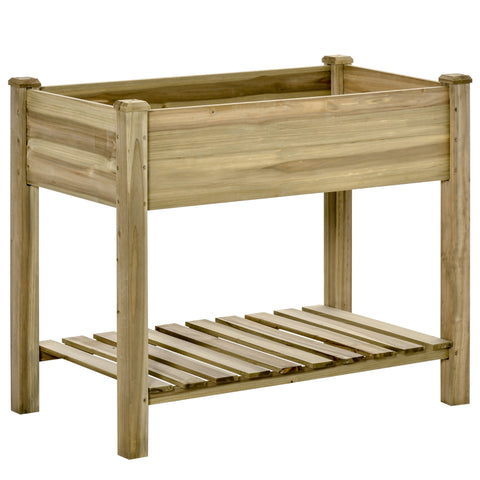 Rootz Raised Wooden Planter - Garden Bed - Wooden Flower Box - Back-Friendly Design - 91L x 51W x 76H cm