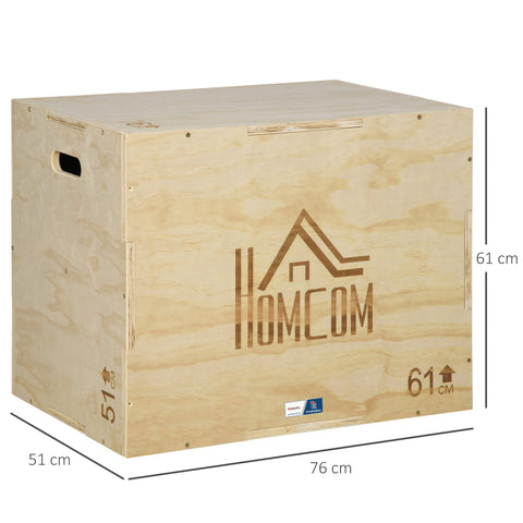 Rootz 3 in 1 Plyo Box - Jump Box - Crossfit Equipment - Enhance Jump Strength - 61x51x76cm Brown
