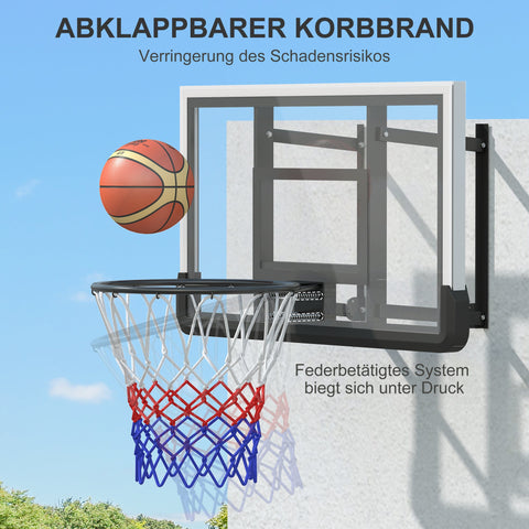 Rootz Wall Mounted Basketball Hoop - Adjustable Indoor Hoop - Shatterproof Backboard - Spring Loaded - 110cm x 70cm Back Panel