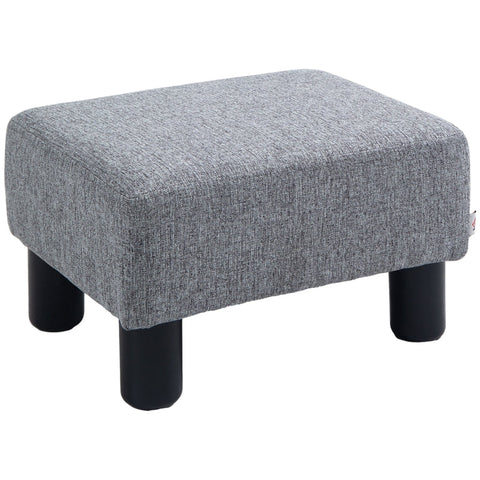 Rootz Stool with Fabric Cover - Footrest - Coffee Table - Supports Up to 100kg - Comfortable Seating - Protective Foot Pads - 40cm x 30cm x 24cm - Light Gray Linen Look