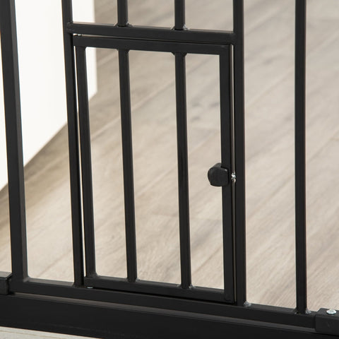 Rootz Pet Safety Gate - Dog Door Guard - Adjustable Width - Steel - Automatic Close - Double Lock System - 68cm x 104cm x 5cm
