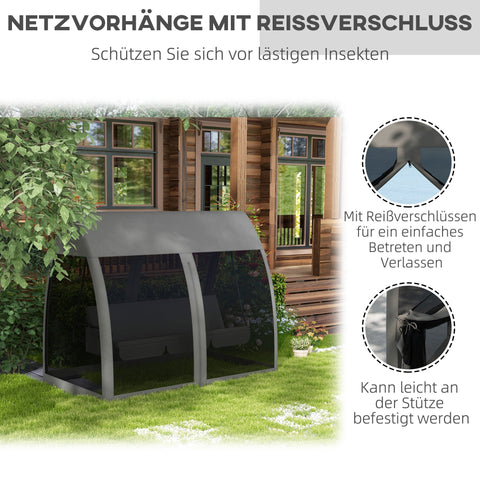 Rootz 3 Seater Patio Swing Chair - Porch Swing - Outdoor Daybed - Mosquito Net Protection - 240cm x 140cm x 197cm