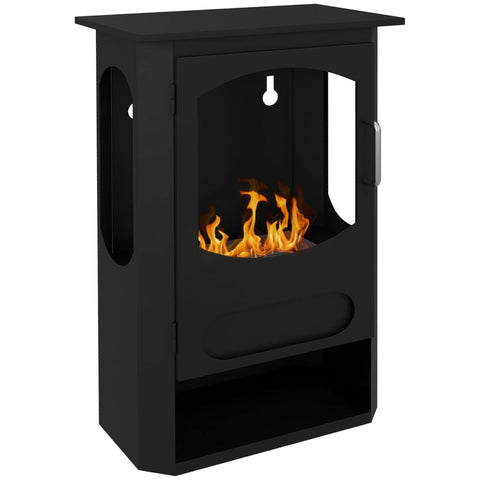Rootz Ethanol Fireplace - Free-Standing - Bioethanol Heater - 3h Burning Time - Up to 25 m² - Compartment for Firewood - 43cm x 25cm x 68cm - Steel & Stainless Steel