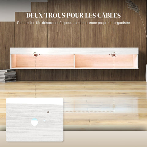 Rootz Floating Wall Meuble TV - LED TV Stand - Media Cabinet - Space Saving - 180L x 40W x 30H cm