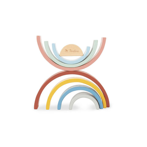 Rootz Wooden Rainbow Puzzle - Lacquered Toy - Beech Stackable - Colorful Design - FSC Certified - 26cm x 5cm x 13cm