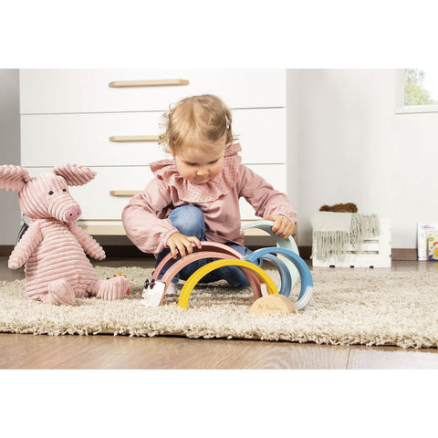 Rootz Wooden Rainbow Puzzle - Lacquered Toy - Beech Stackable - Colorful Design - FSC Certified - 26cm x 5cm x 13cm