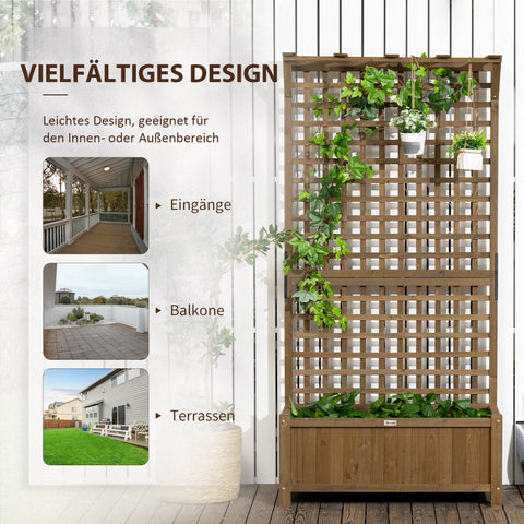 Rootz Raised Bed with Trellis - Plant Box - Flower Bed - Weatherproof Wood - 90 x 45 x 183 cm - Optimal Garden Protection