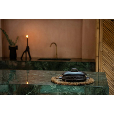 Rootz Burned Oval Pot - Decorative Vessel - Earthenware Planter - Unique Design - 22cm x 13cm x 32cm