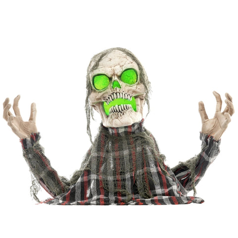 Rootz Halloween Animated Decoration - Creepy Skeleton - Spooky Props - Glowing Mouth & Eyes - Eerie Howls - 40cm x 16cm x 70cm