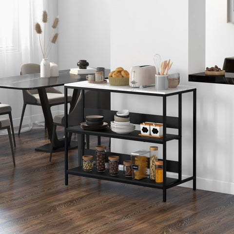 Rootz Modern Kitchen Island - Kitchen Cart - Kitchen Storage - Sturdy Black Steel & MDF - 100W x 50D x 90H cm