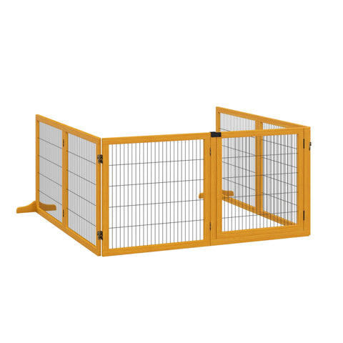Rootz Dog Safety Gate - Freestanding Barrier - Modular Folding - Pine Wood - Stability Support - 432cm x 36cm x 70cm