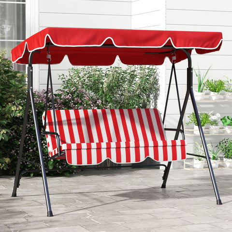 Rootz Garden Swing 3-Seater - Outdoor Patio Swing - Relaxing Lounge - Adjustable Roof - 1.72m x 1.10m x 1.53m