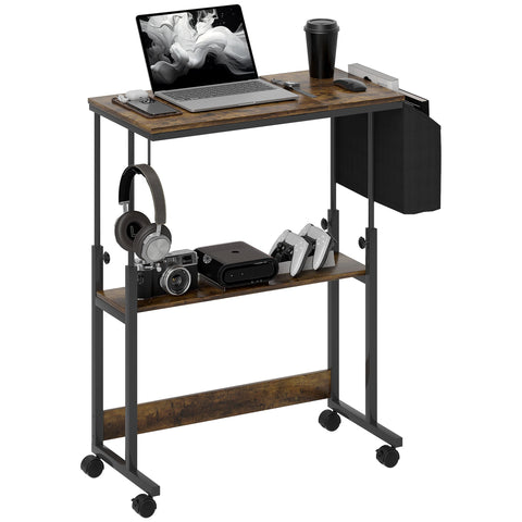 Rootz Height Adjustable Standing Desk - Tilting Table - Mobile Office Desk - Comfort & Storage - 92cm x 40cm x 67.5-104cm