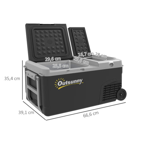 Rootz Portable Electric Cooler Freezer & Fridge - Car Refrigerator - Travel Cooler - Dual Zone, Eco Mode - 26" x 15.5" x 14" - 27L Capacity