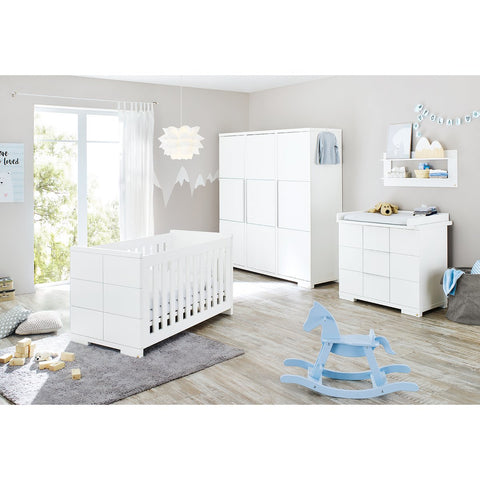 Rootz Nursery Set - Cot Bed - Changing Unit - Wardrobe - Convertible & Spacious - 148x76x82cm, 100x78x98cm, 167x57x182cm