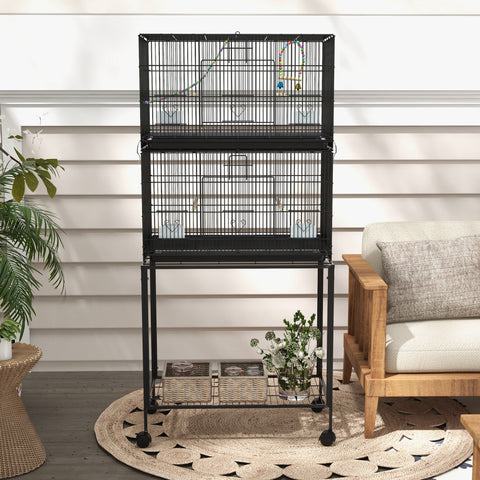 Rootz Standing Bird Cage - Aviary - Bird Enclosure - Easy Cleaning - 77cm x 46cm x 164cm