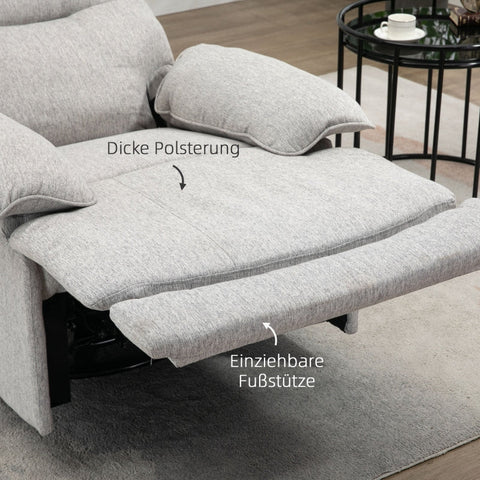 Rootz TV Armchair - Recliner Chair - Home Cinema Chair - Linen-look Fabric - Adjustable Backrest - Cup Holder - 89cm x 98cm x 101cm