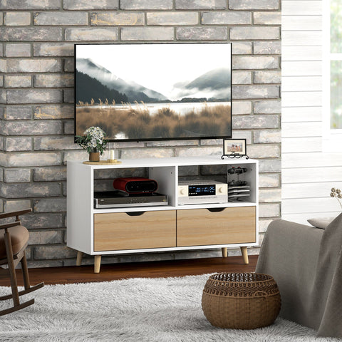 Rootz TV Cabinet - TV Chest - Media Console - Durable & Stylish - 99cm x 39cm x 58cm - White