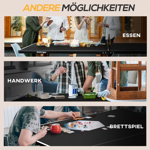Rootz Table Tennis Table - Ping Pong Table - Compact Foldable - Versatile Use - 274cm x 152.5cm x 76cm - Black Steel MDF - Wheels - Accessories