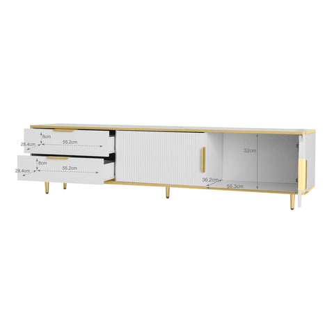 Rootz TV Cabinet - Entertainment Stand - Media Unit - Ample Storage - 175L x 40W x 45H cm