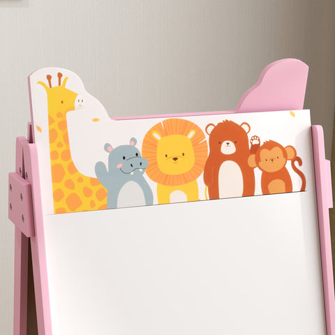 Rootz 2-in-1 Kids Painting Easel - Whiteboard - Chalkboard - Creative Fun - 49cm x 53.5cm x 113cm - Pink