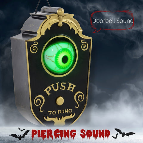 Rootz Halloween Decoration Zimbab Bell - Electric Doorbell - Glowing Eye - Spooky Atmosphere - 11cm x 5cm x 18cm