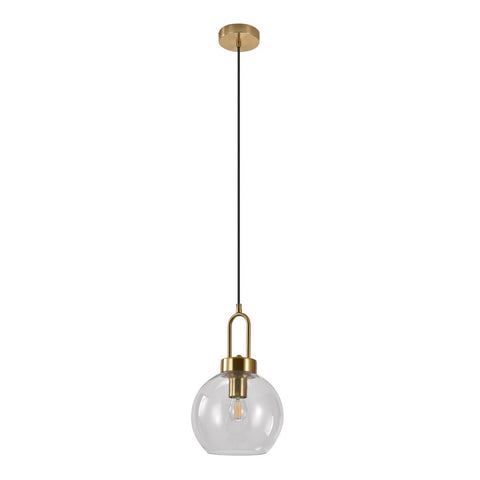 Rootz Luton Pendant Light - Ceiling Light - Hanging Lamp - Elegant Clear Glass Shade - Brass Socket - Ø20cm x 33cm x 150cm Cord Length