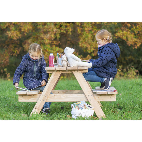 Rootz Children's Picnic Bench - Kids Outdoor Table - Solid Wood Bench - Natural Finish - 118cm x 119cm x 65cm