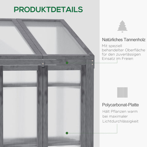 Rootz Mini Greenhouse - Small Greenhouse - Plant Nursery - Wooden Frame - 3 Shelves for Organization - 70L x 50W x 120H cm