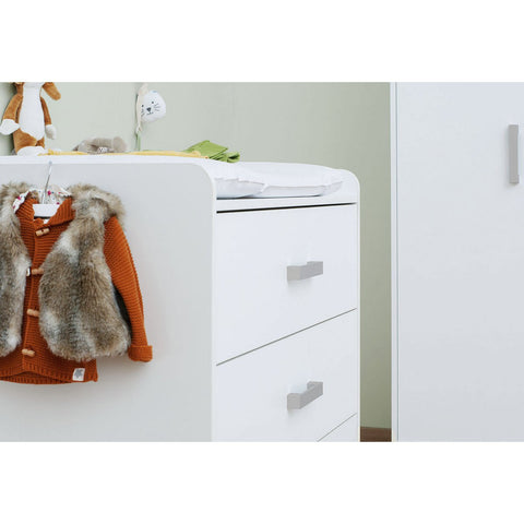 Rootz Nursery Viktoria 3-Piece Set - Cot Bed - Changing Unit - Wardrobe - Convertible Junior Bed - Cot 144x76x83cm, Mattress 140x70cm, Unit 100x75x90cm