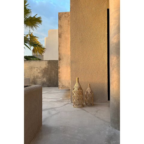 Rootz Garaffa Pendant Lamp - Versatile Rattan Light - Bottle-Shaped Lighting - 20cm x 20cm x 55cm