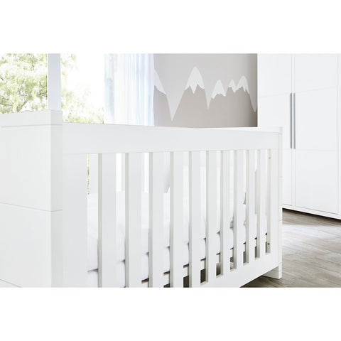 Rootz Polar 3 Piece Nursery Set - Baby Furniture - MDF Furniture - Versatile - Cot Bed 148x76x82cm, Changing Unit 100x78x98cm, Wall Shelf 91x15x40cm