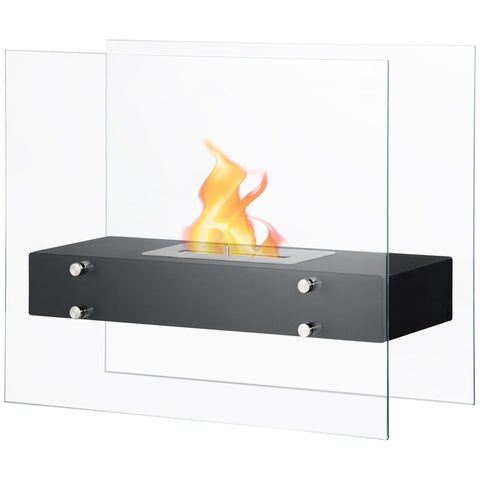 Rootz Standing Bioethanol Fireplace - Modern Fireplace - Eco-Friendly Heater - 1.5L Tank, 3hr Burn - 60L x 26W x 50H cm