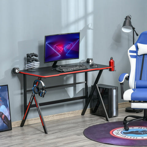 Rootz Racing Gaming Desk - Gamer Desk - Computer Desk - Carbon Fiber Finish - Headset & Speaker Mounts - 120cm x 60cm x 76cm