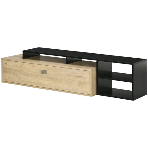 Rootz TV Stand Furniture - TV Bench - Entertainment Unit - Movable Shelf - 163cm x 40cm x 38cm