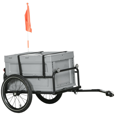 Rootz Bicycle Trailer - Cargo Carrier - Transport Trailer - 65L Storage Box - Robust Steel Construction - 60cm x 40cm x 36cm