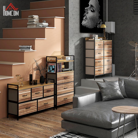 Rootz Furniture Rangement 8 Drawer Chest - Fabric Storage - Steel Frame - Durable & Stable - 79L x 29W x 101H cm
