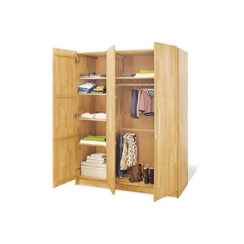 Rootz Nursery 'Natura' 3 Piece Set - Baby Furniture - Nursery Set - Solid Beechwood - Cot 144x77x80cm, Unit 140x78x101cm, Wardrobe 141x63x182cm