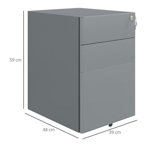 Rootz Office Rolling Container - Filing Cabinet - Storage Organizer - Steel Durability - 39cm x 48cm x 59cm