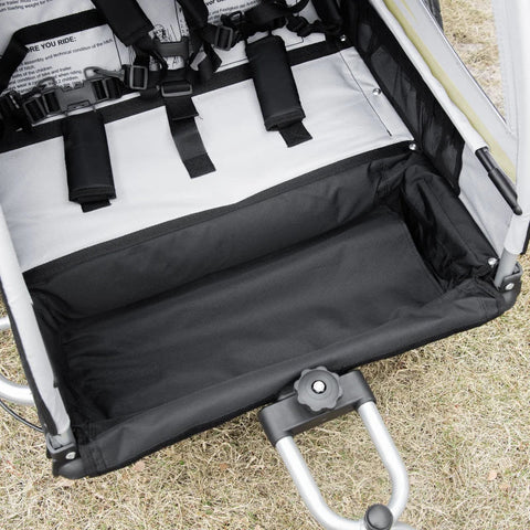 Rootz 2-in-1 Bicycle Trailer - For 2 Children - Sliding Function - Rain Cover - Brake - Oxford Fabric - Green + Black - 142cm x 75cm x 101cm