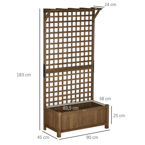 Rootz Raised Bed with Trellis - Plant Box - Flower Bed - Weatherproof Wood - 90 x 45 x 183 cm - Optimal Garden Protection