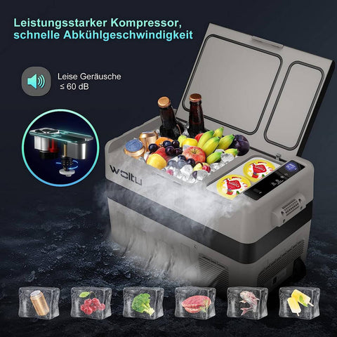Rootz 40L Portable Car Fridge Freezer - Electric Cooler - 2-In-1 Cooling & Freezing - Compressor Cooling - USB Port - Low Noise - 65.2cm x 46.5cm x 37.8cm