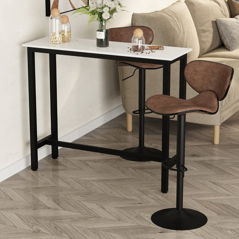 Rootz Bar Table - Marble-Look Counter - Cocktail Stand - Stylish Upgrade - 120cm x 40cm x 100cm