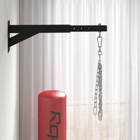 Rootz Punch Bag Holder - Wall Mount - Adjustable Length - Steel Frame - 360° Rotating Hook - Stability - 45-65cm x 12cm x 20cm