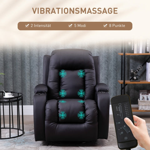 Rootz Massage Chair - Recliner Chair - Vibrating Recliner - Lumbar Support - Faux Leather - 85cm x 94cm x 104cm