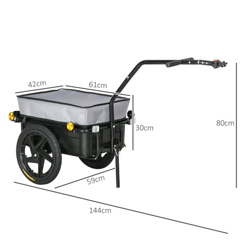 Rootz Bicycle Trailer Transport Trailer - Universal Bike Cart - Easy Assembly - 70L Capacity - 144L x 59W x 80H cm