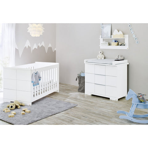 Rootz 'Polar' 2-Part Nursery Set - Cot Bed - Changing Unit - Convertible & Durable - Cot: 148x76x82cm, Mat: 140x70cm, Unit: 100x78x98cm