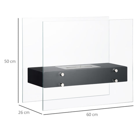 Rootz Standing Bioethanol Fireplace - Modern Fireplace - Eco-Friendly Heater - 1.5L Tank, 3hr Burn - 60L x 26W x 50H cm